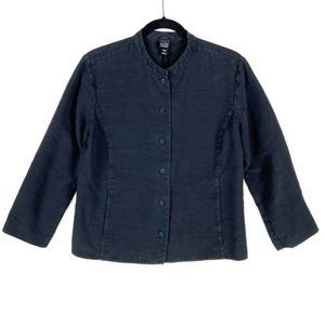 Eileen Fisher Jacket Black Mandarin Long Sleeve M